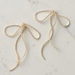 Zara Delicate Gold Wire Bow Earrings